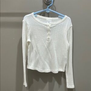 Abercrombie Kids White Long Sleeve Henley Top